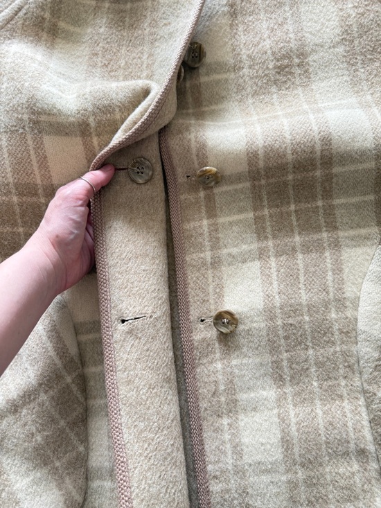 Vintage Plaid Wool Reversible Jacket Light Brown Cabincore Oversized M - Picture 12 of 12